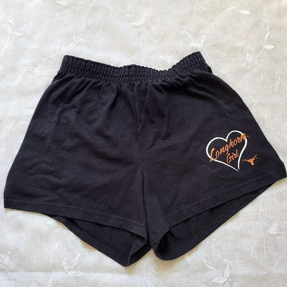 Soffe Y2K Black Athletic Shorts with Elastic Waistband Longhorn Girl Graphic